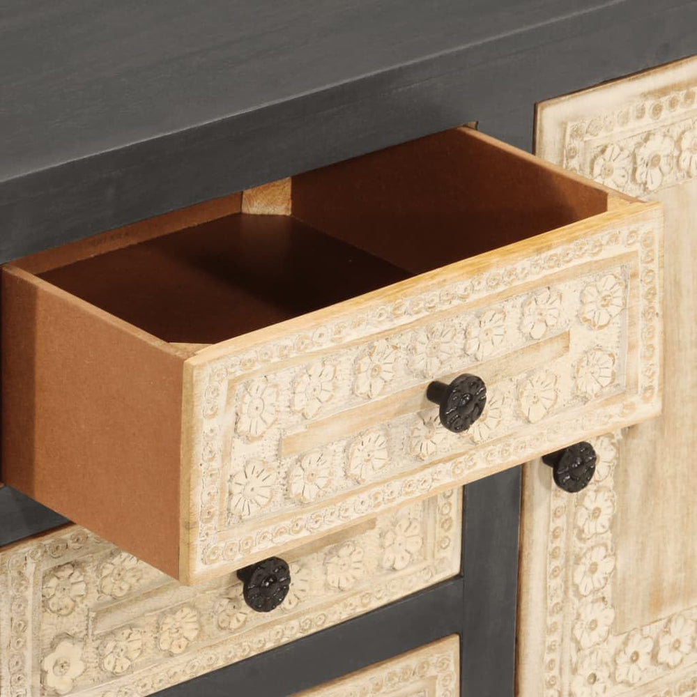 Modern Grey and White Sideboard with 4 Storage Compartments and 3 Soft-Close ...