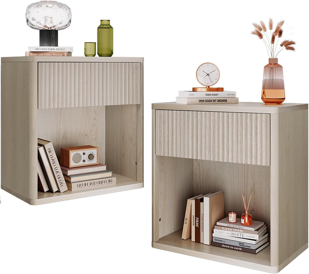 WLIVE Night Stand Set of 2, Wood Nightstand Sets with Storage Drawer and Open...