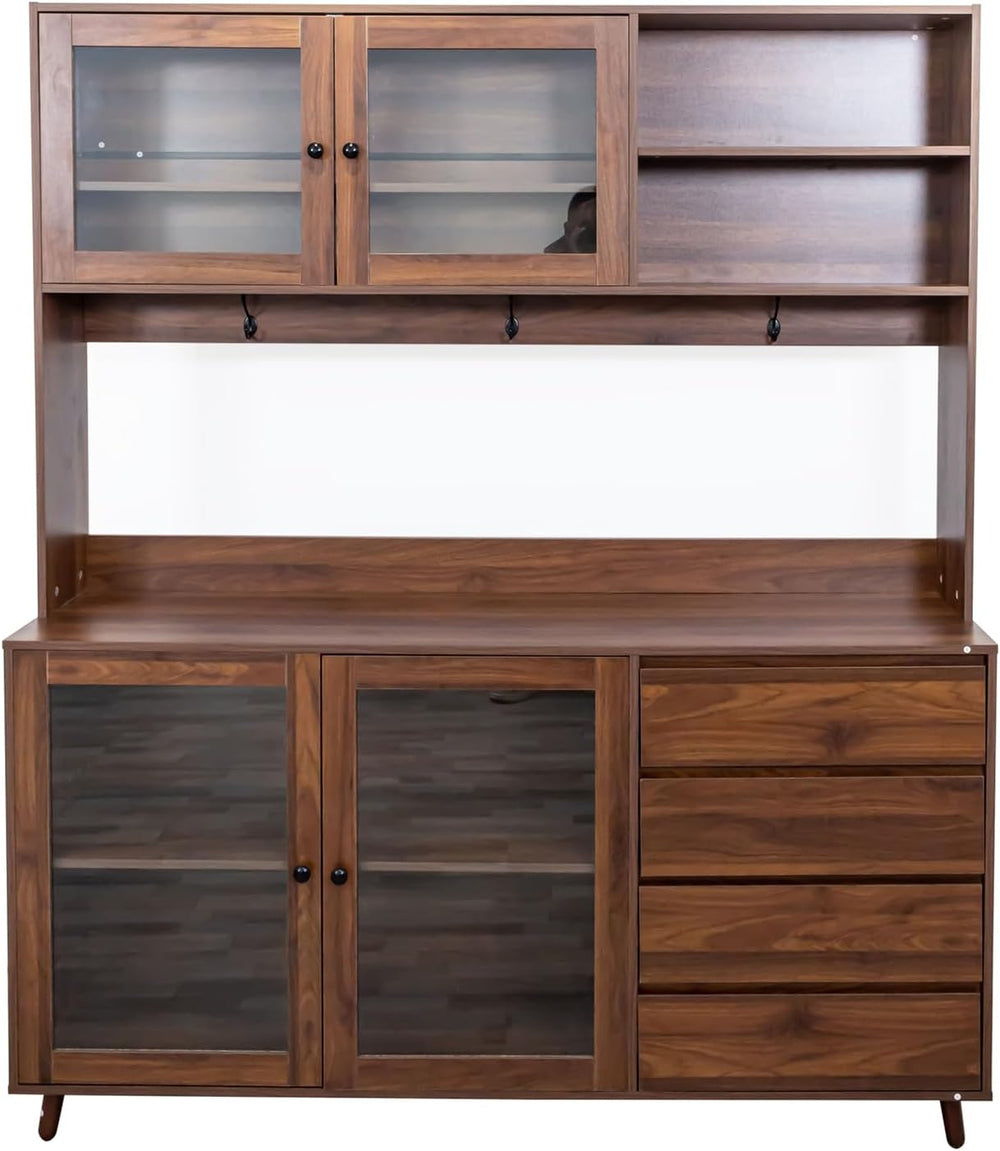 74.8" Tall Farmhouse Pantry Storage Cabinet, Large Kitchen Hutch Cabinet...