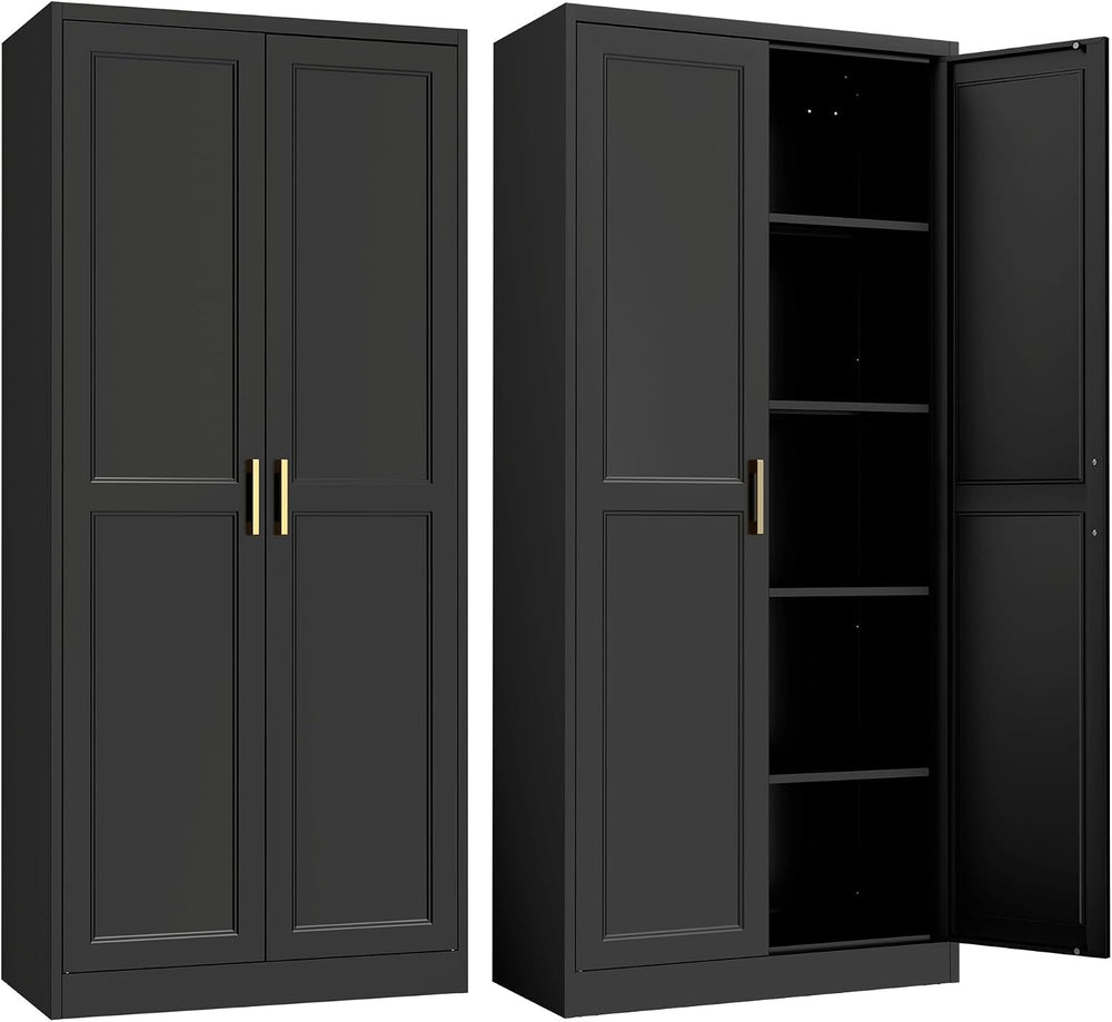 Steeloong 71"Metal Pantry Storage Cabinet with Doors & 4 Adjustable ...