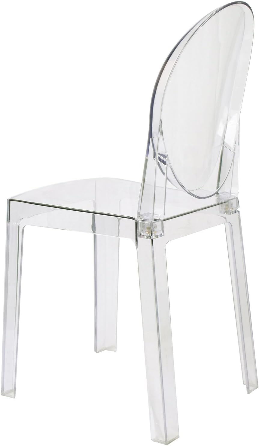 2xhome Ghost Dining Chair with Oval Back | Transparent Acrylic Accent Side Ch...