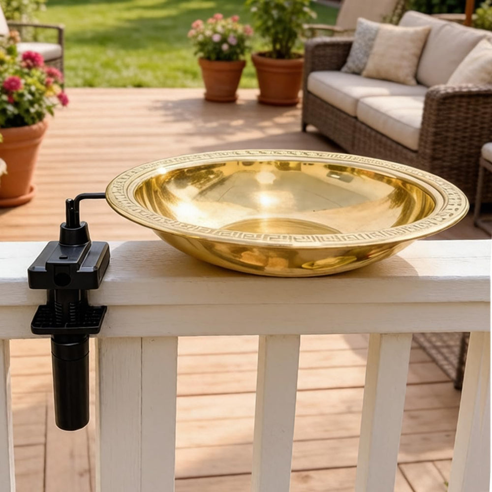 12" Diameter 2.6" Deep Bird Bath with 3" Clamp & Heater Ra...