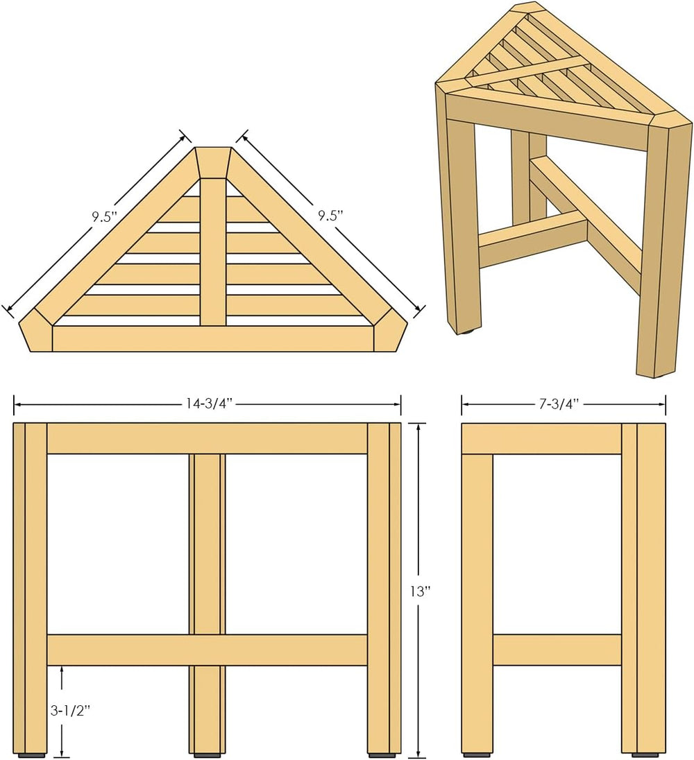 Asta Biro Solid Teak Shower/Bath/Spa Corner Foot Stool, TB-008