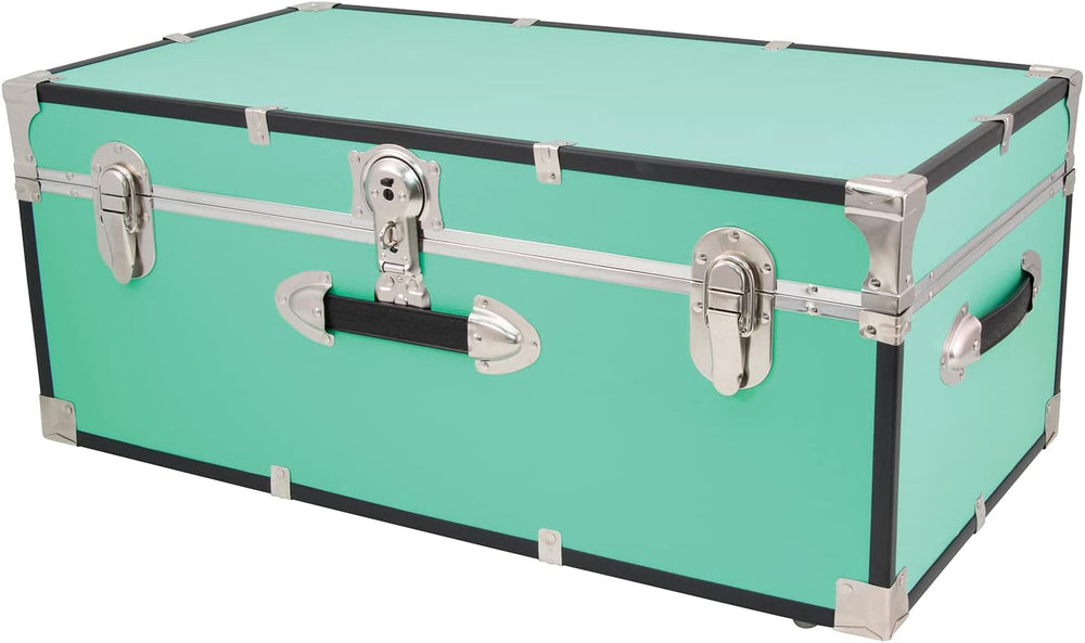 Seward Trunk Traveler 30" Rolling Trunk with Lock - Teal Vintage Suitcase