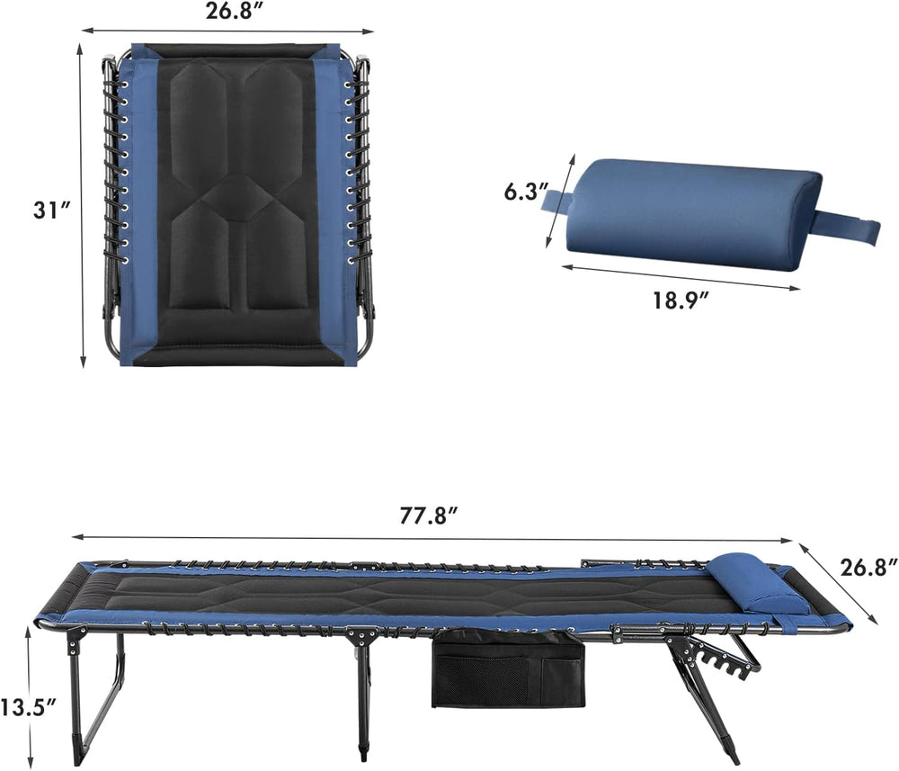 Flamaker Folding Chaise Lounge Outdoor Portable Lounge Chairs 4-Position Adju...