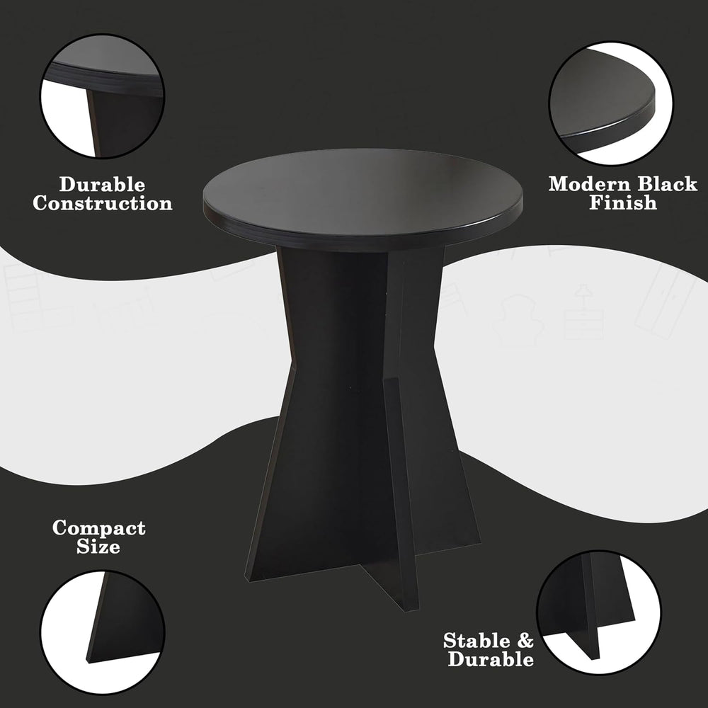 Kings Brand Furniture Round Side Table, Modern Pedestal Base Accent Table for...
