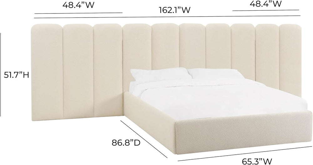 Tov Furniture Palani Cream Boucle Wings - Queen or King (Set of 2)