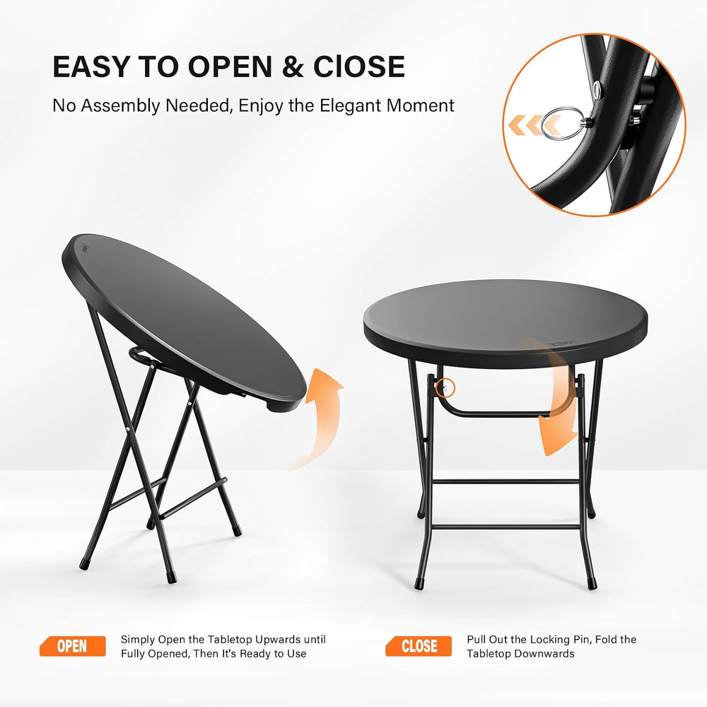 VINGLI 32" Round Folding Commercial Banquet Table, Portable Plastic Coff...