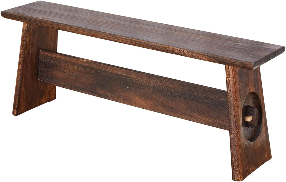 Farmhouse Skinny Narrow Entryway Bench, Rustic Dark Brown Wood | Multi‑purpos...