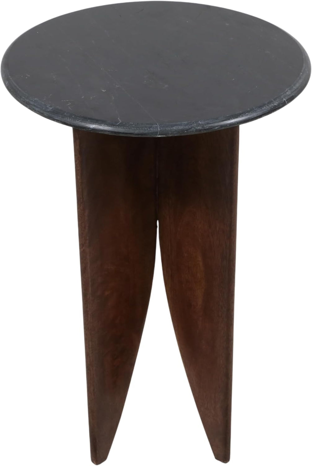 Mango Wood Base and Stone Top for Small Spaces - Round End and Side Table for...