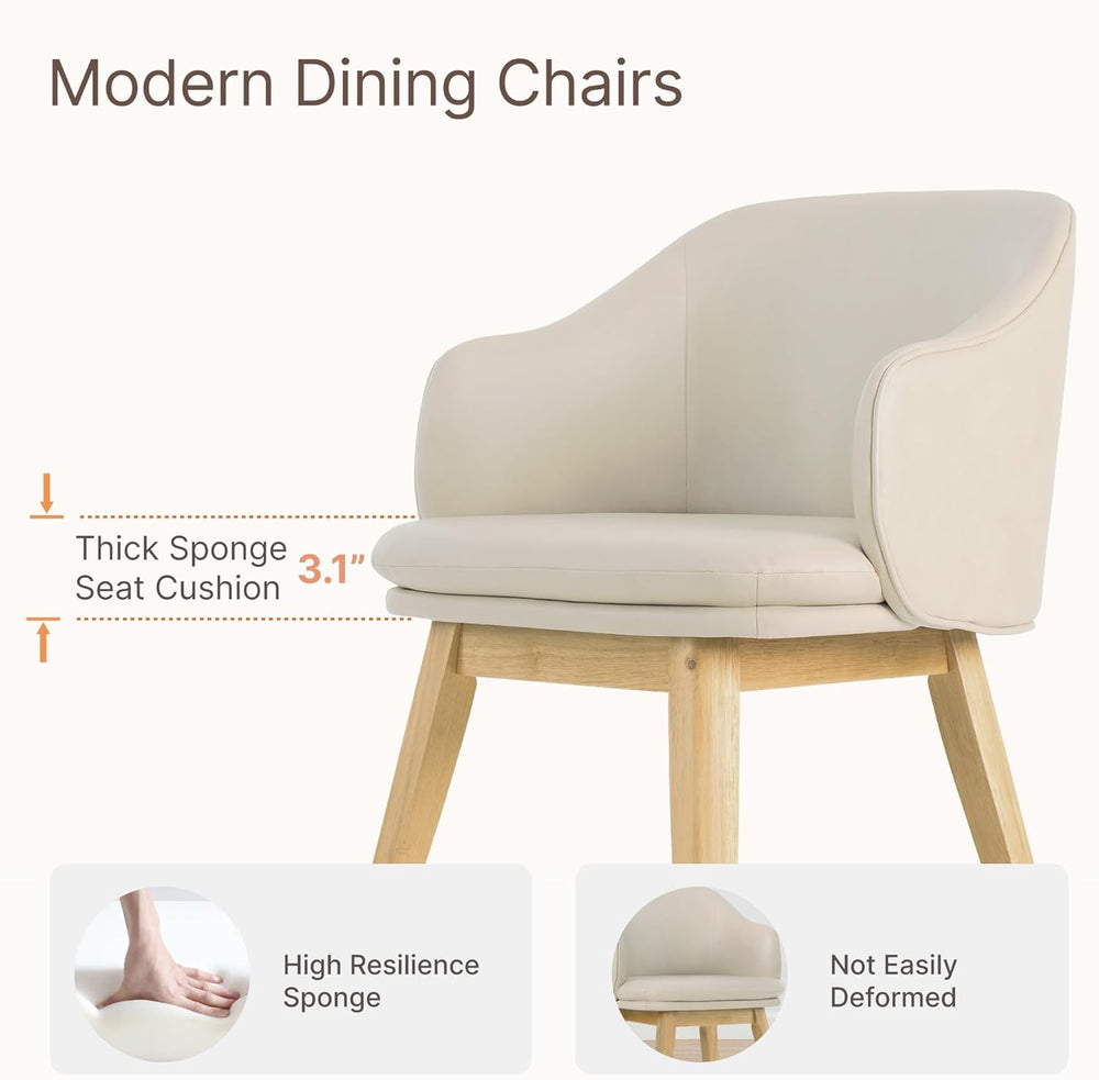 KISLOT Wooden Dining Chairs Set of 2, Faux Leather Upholstered Modern Dining ...