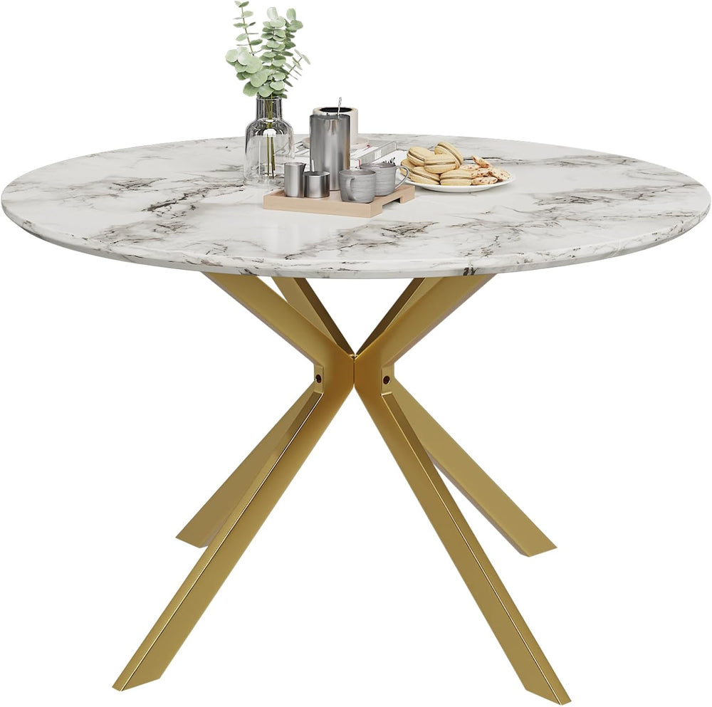 ALBAD 46.4" Round Dining Table, Mid Century Modern Round Dining Room Tab...