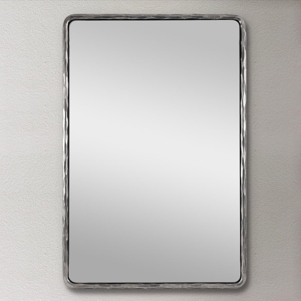 ANDY STAR Hand-Forged Silver Bathroom Mirror for Wall, 24x36 Inch Luxury Soli...