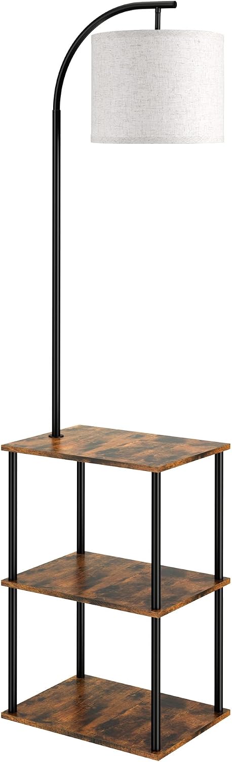 PARTPHONER Floor Lamp with Table, Night Stand with Lamp, Narrow Side Table wi...
