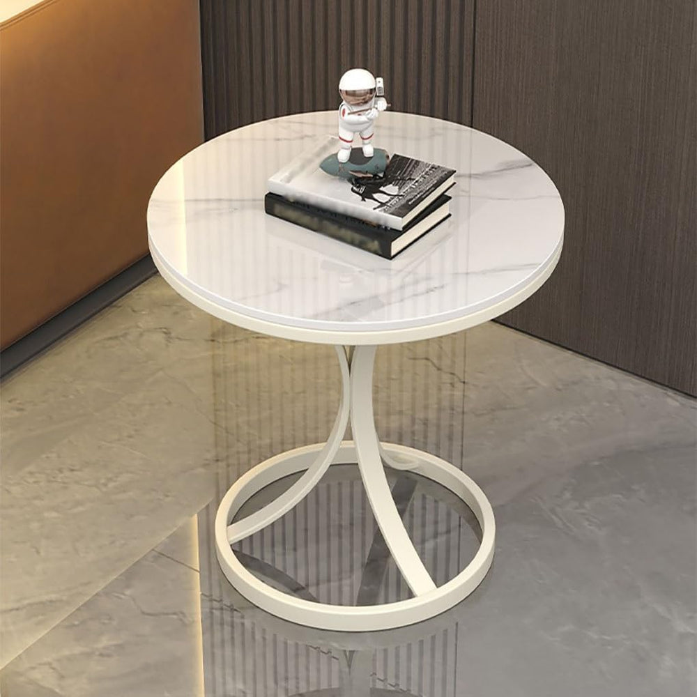 Small Round Table, Couch Side Table, Nightstand, TV Tray Table for Living Roo...