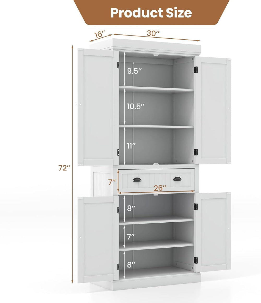 Giantex Pantry Organizers and Storage, 72" Tall Kitchen Cabinet with 2-D...