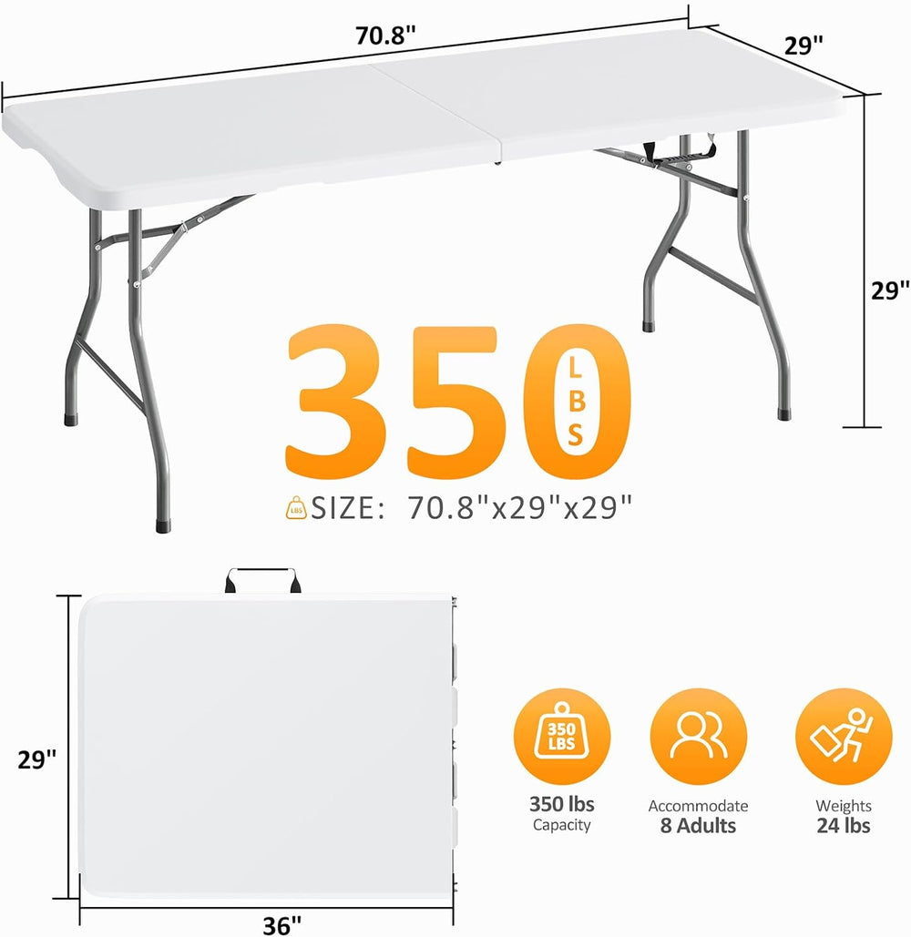 Fenbeli Upgraded 18% Thickened Folding Table 6ft Made of HDPE Plastic | Heavy...