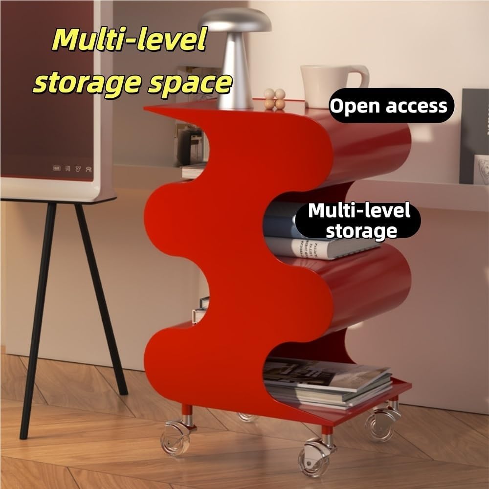 ABS Movable Rotating Side Table with Storage, Modern Night Stand, Minimalist ...