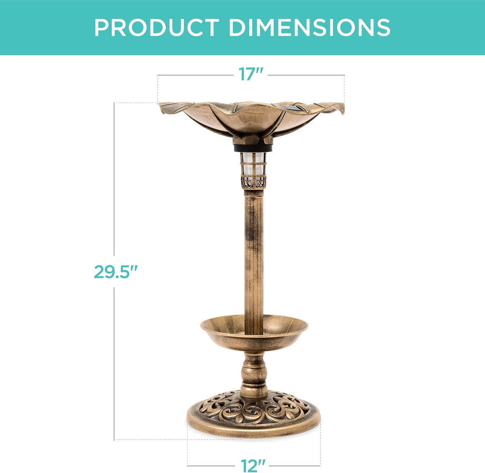 Best Choice Products Bird Bath W/Solar Light & Planter - Bronze