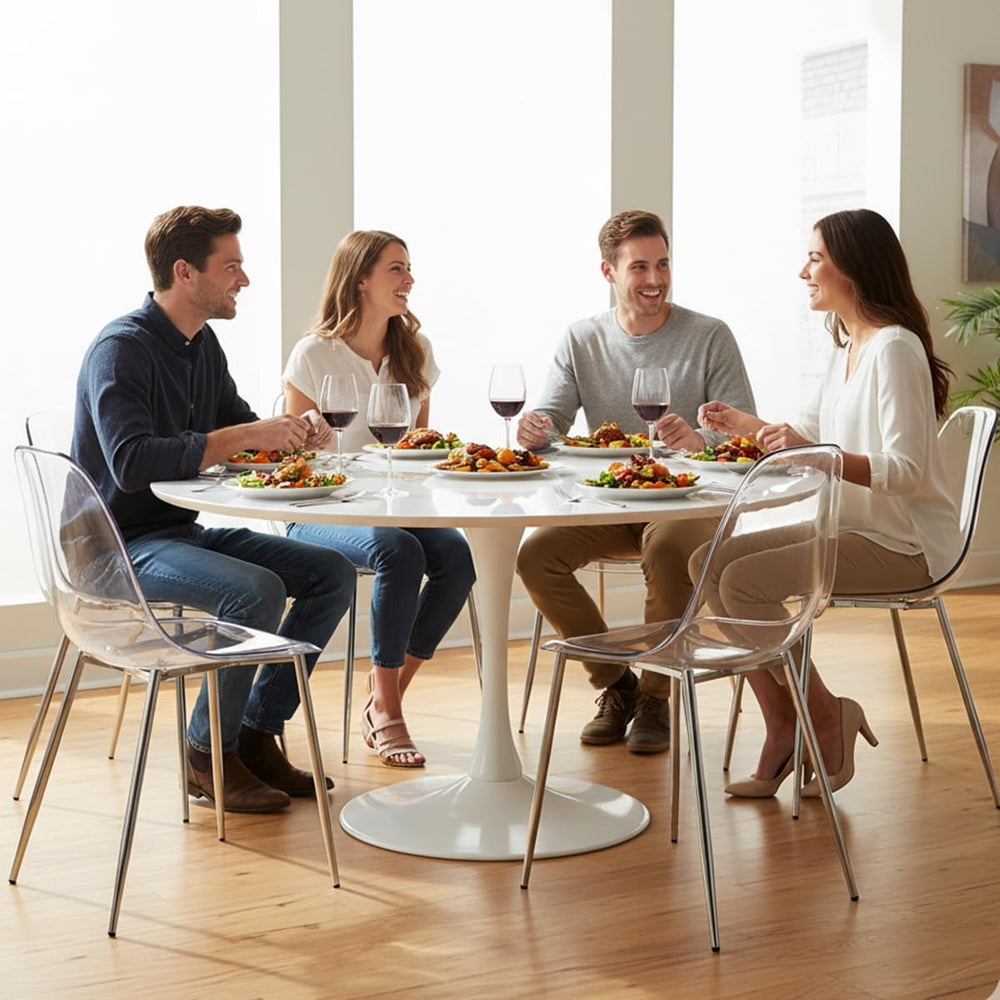 Clear Acrylic Dining Chairs Set of 6, Armless Modern Side Chairs with Transpa...