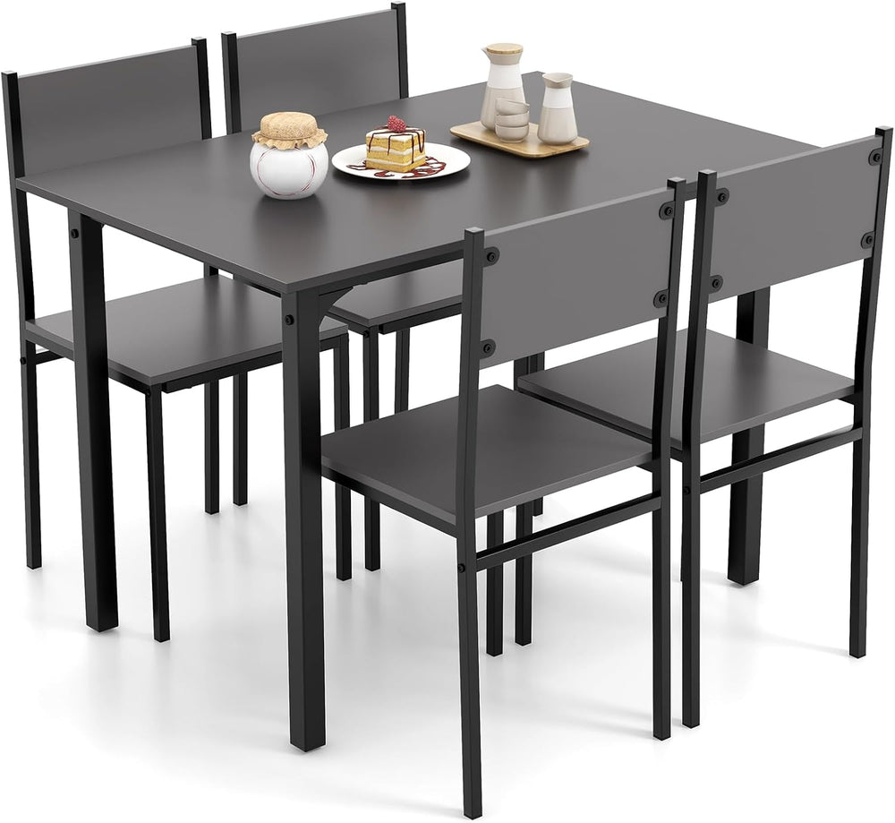 GIANTEX Dining Table Set for 4, 5-Piece Modern Kitchen Table and Chairs with ...