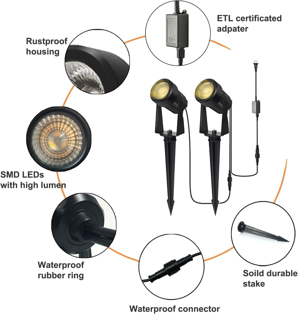 SUNTHIN 10 Pack Outdoor Landscape Lights with Transformer, LED Spotlights