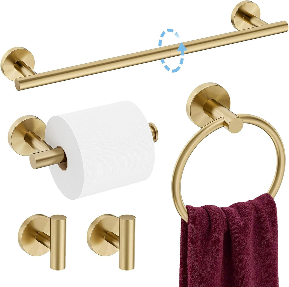 Luxbaro 18 Inch Brushed Gold Bathroom Accessories, Thicken, 5-Piece