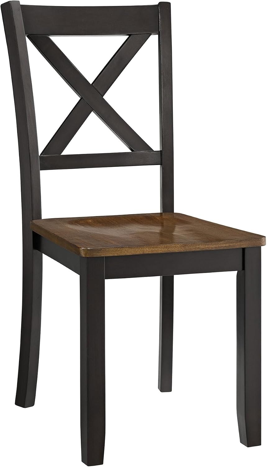 ROME + OAK X-Back Farmhouse Wooden Armless Dining Chairs in Black/Dark Brown,...