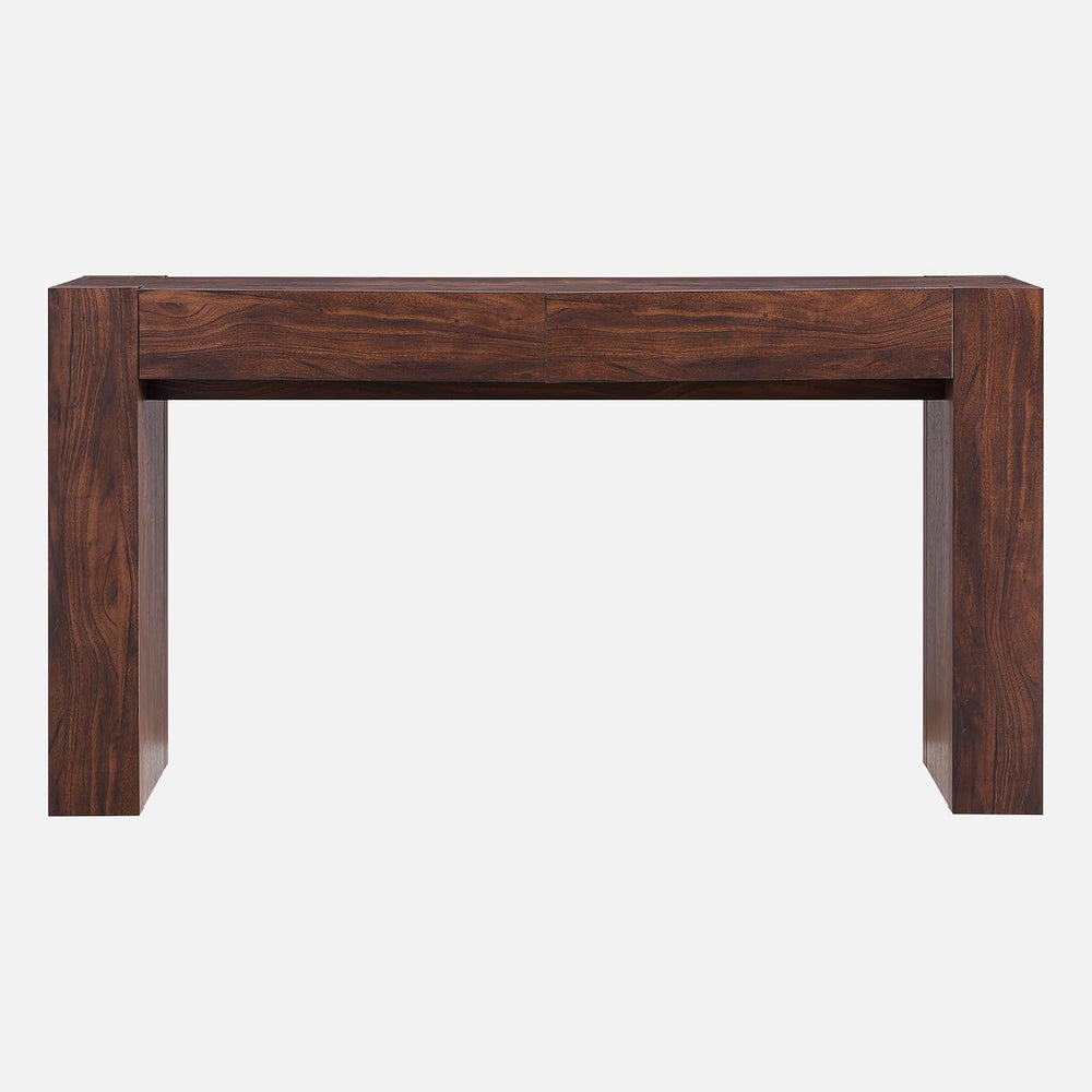 OKD 63" Console Table with Drawers, Thick Block Entryway Table, Walnut |...