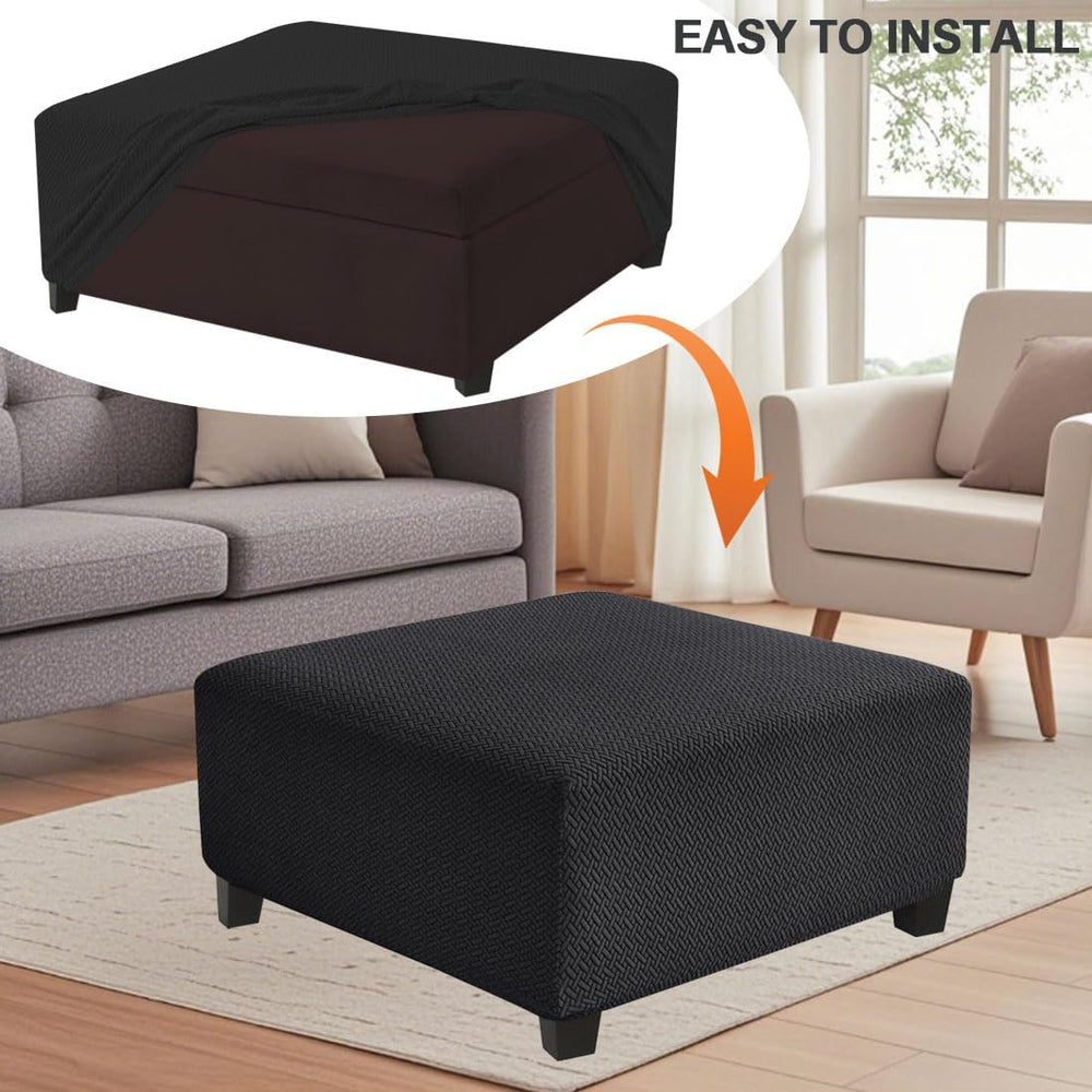 Levoberg Waterproof Square Ottoman Cover Large Square Folding Storage Ottoman...