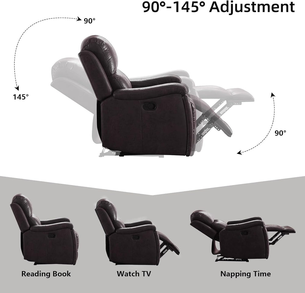 IOMOR Leather Recliner Chair, Manual Recliner Chair for Adults with Overstuff...