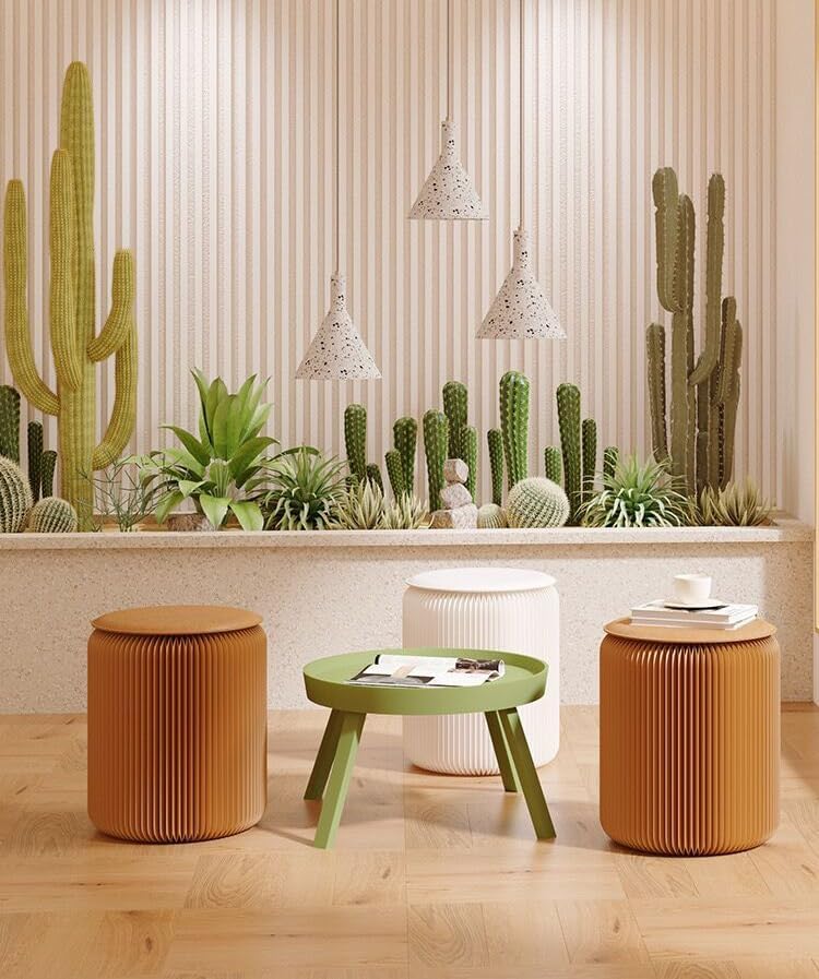 Home Furniture Modern Design Accordion Portable Folding Paper Stool Kraft Pap...