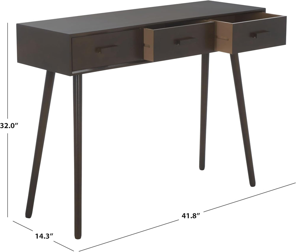 SAFAVIEH Home Collection - Albus Console Table, Dark Chocolate Brown 3-Drawer...