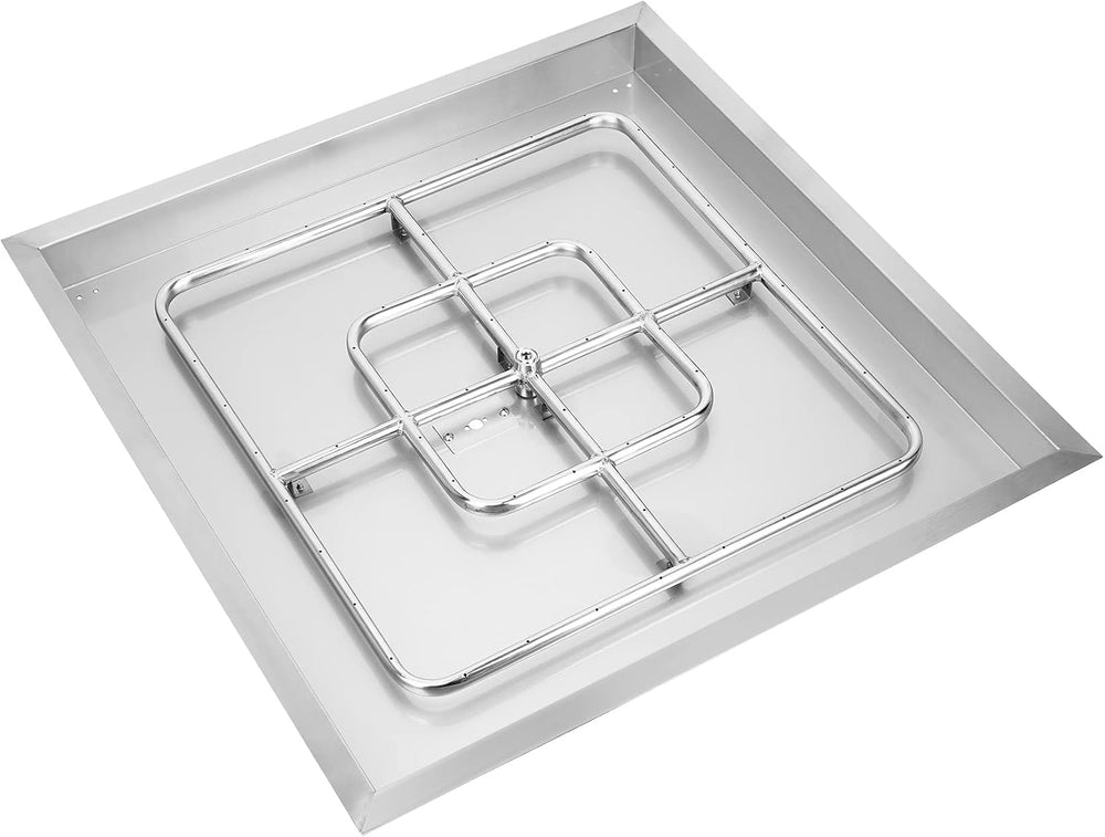 onlyfire 36" Square Fire Pit Flat Pan with Burner Ring, 435,000 BTU