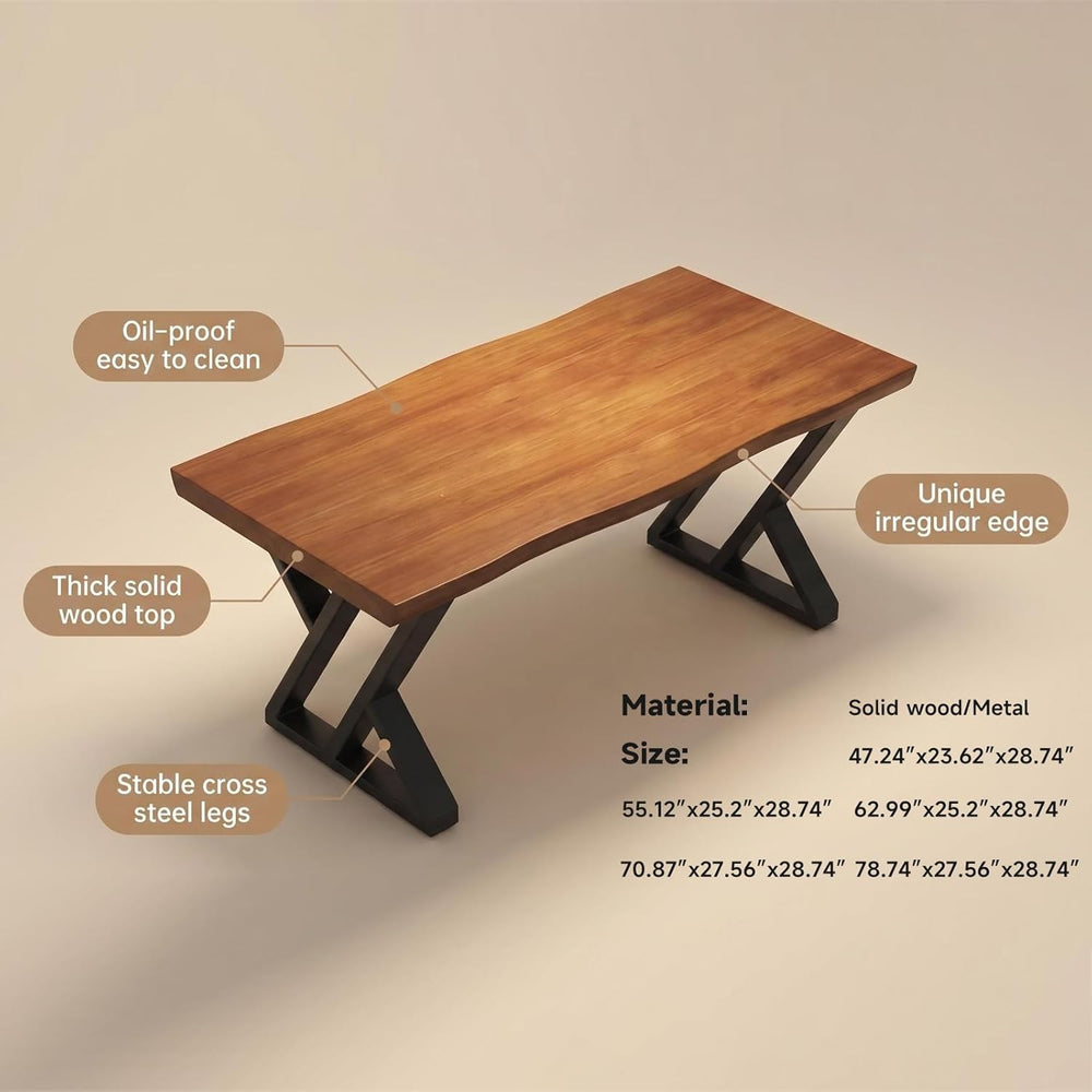 tiedingding 47" Solid Wood Dining Table, Rectangular Kitchen Table with ...