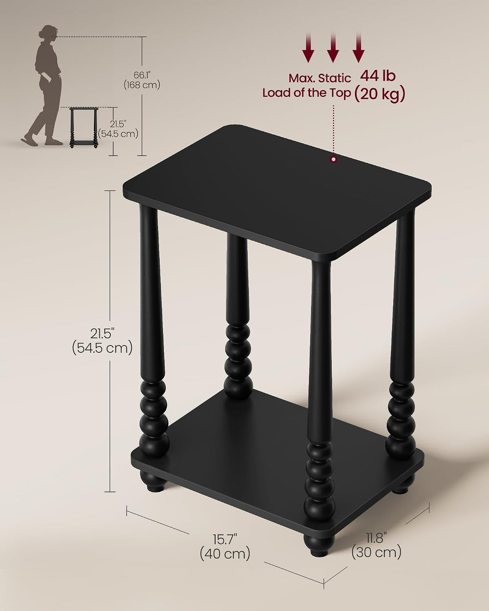 VASAGLE Side End Table, Accent Rectangular Nightstand for Small Spaces