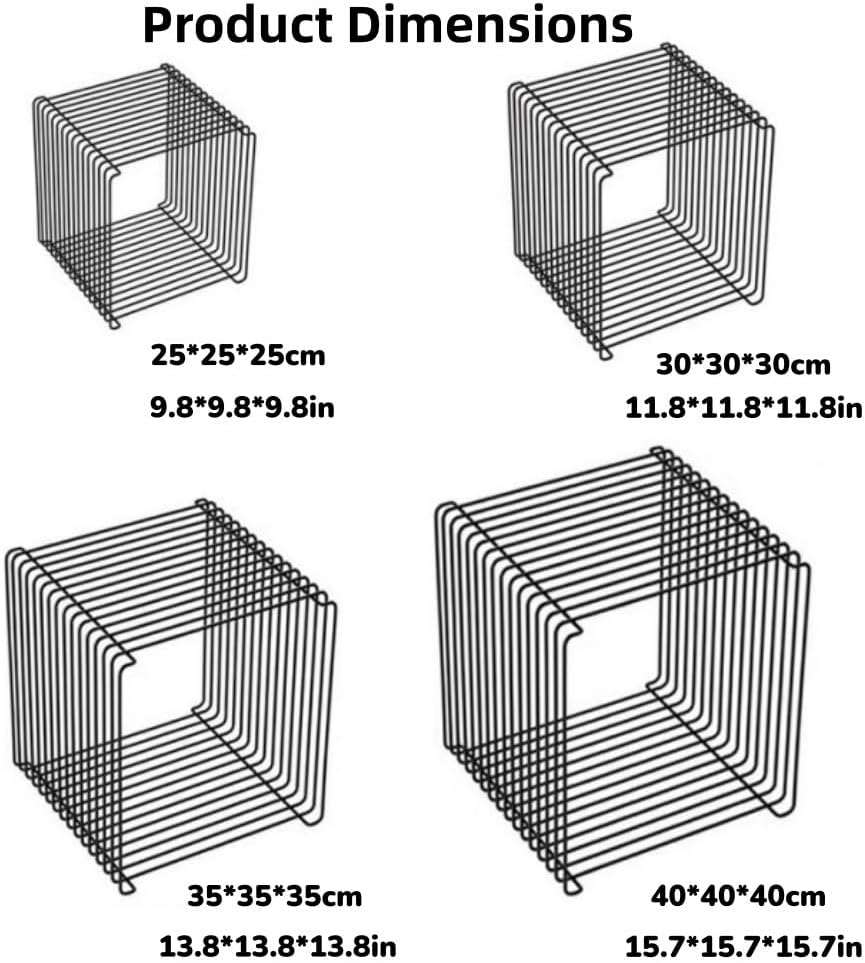 Square Retro Side Table, Metal End Table, Linear Coffee Table, Multi-Purpose ...