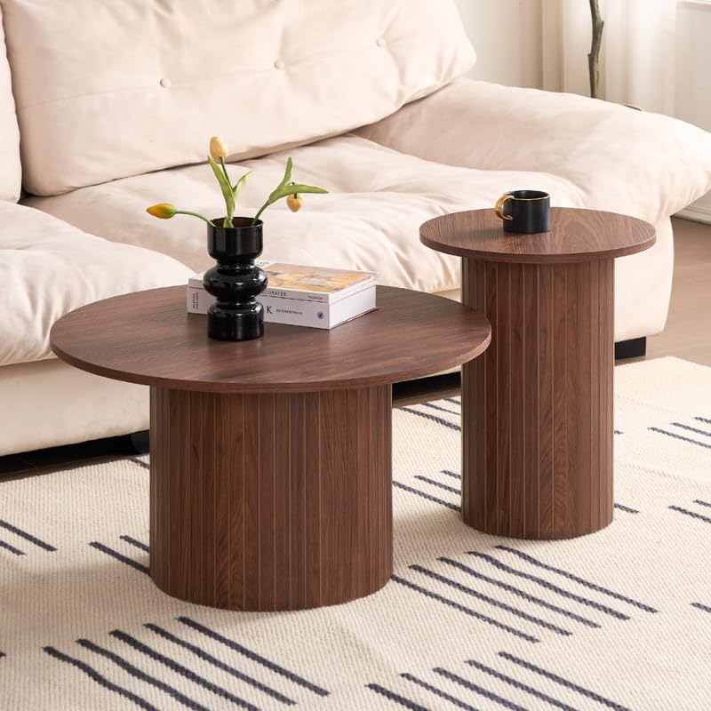Round Nesting Coffee Table Set of 2 for Small Spaces | Modern style, suitable...