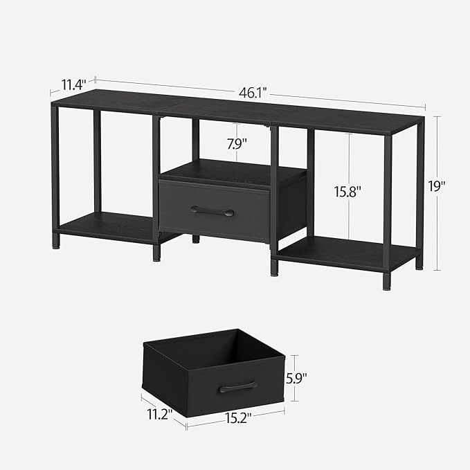 TV Stand with Fabric Drawer for 55 Inch TV, Entertainment Center with Open Sh...