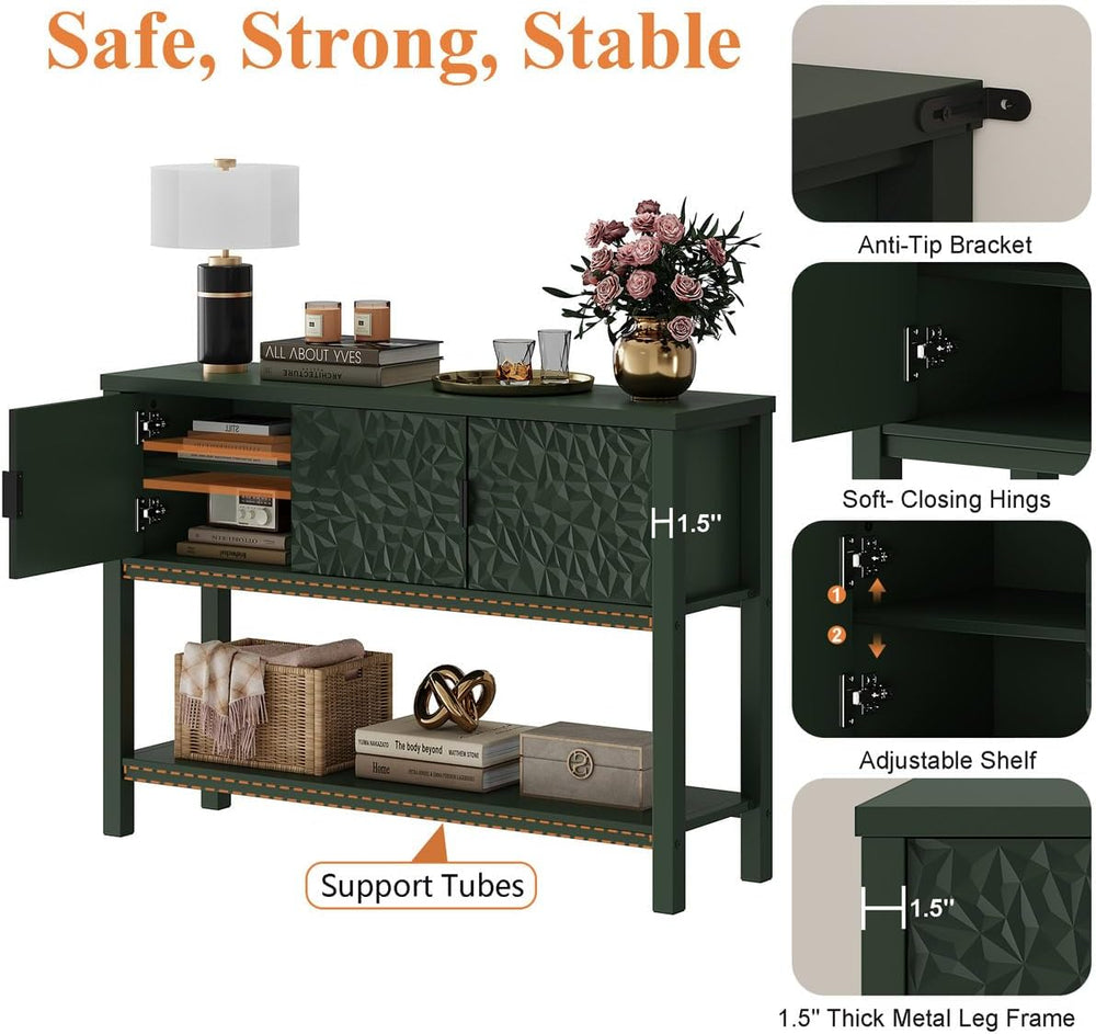 Console Table with Storage, Entryway Sofa Table with Storage and Shelf, Moder...