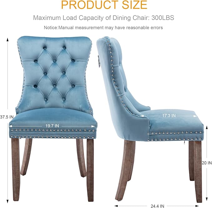 Velvet Dining Chairs Set of 4, Tufted Upholstered Dining Room Chairs with Bac...