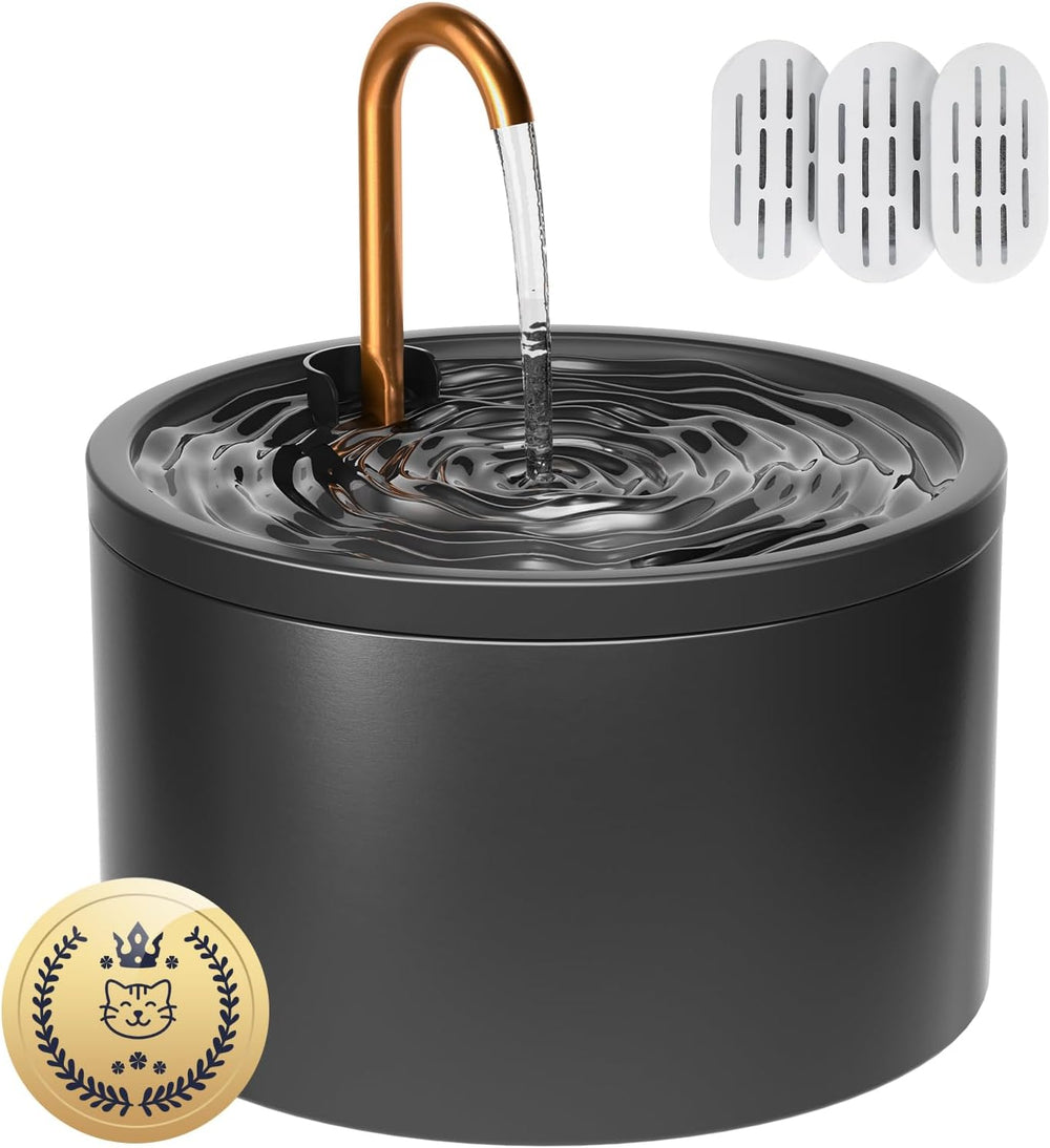 Ceramic Cat Water Fountain, All-Ceramic Body, Pure Copper Spout