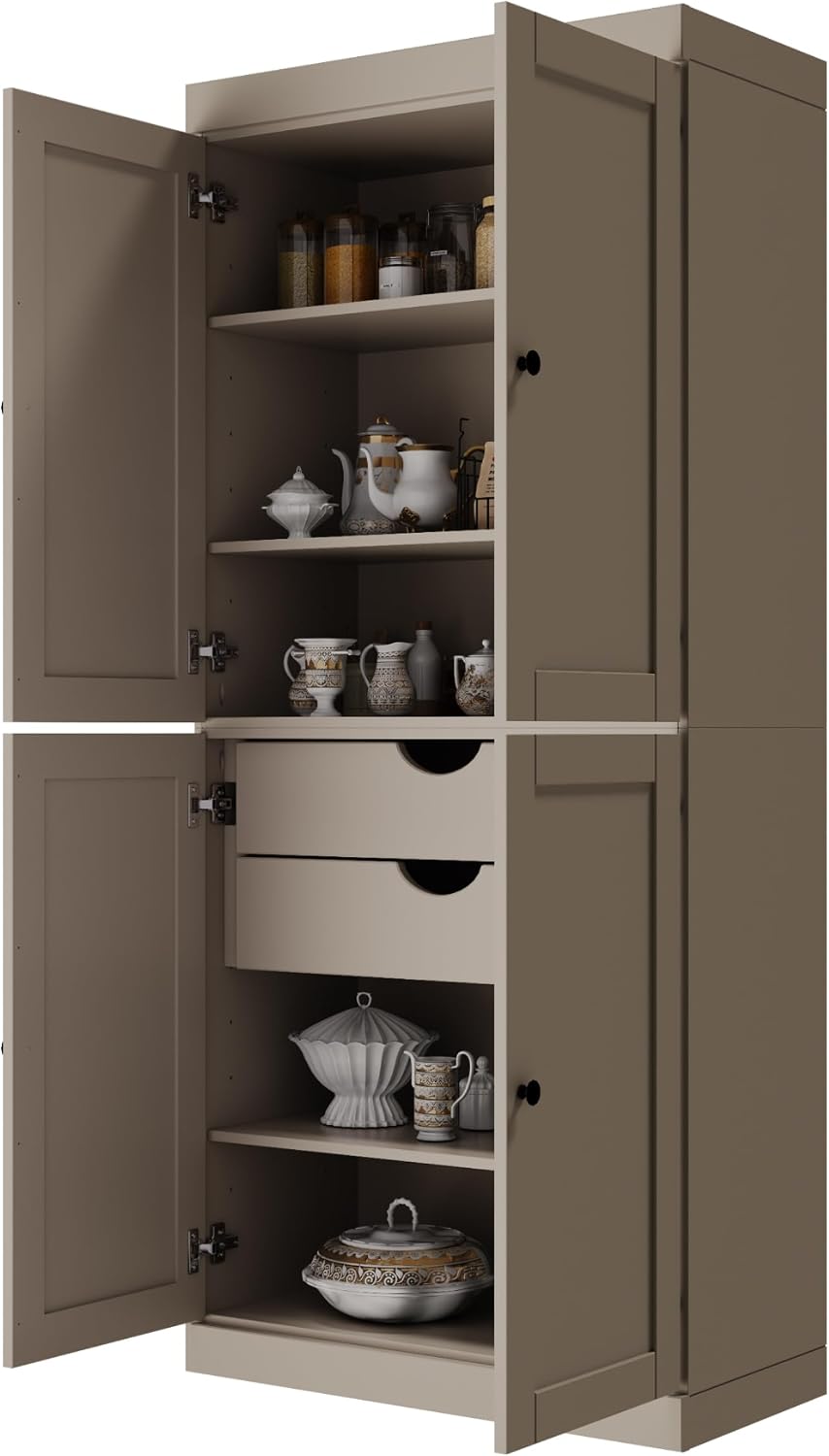 Palace Imports Solid Wood Kitchen Pantry Cabinet - 71.5" Tall x 32"...