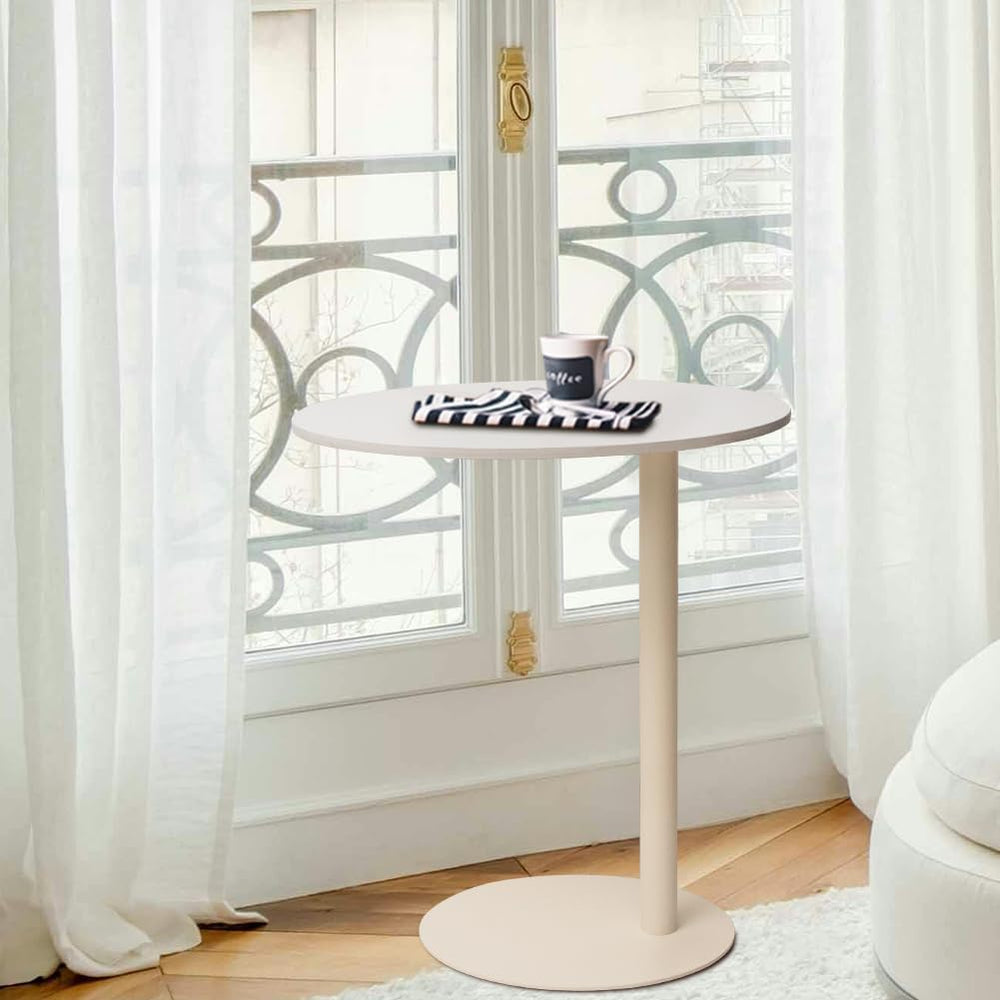 Marble Top Round Sofa Side Table Robust Iron Base with Elegant Design for Liv...