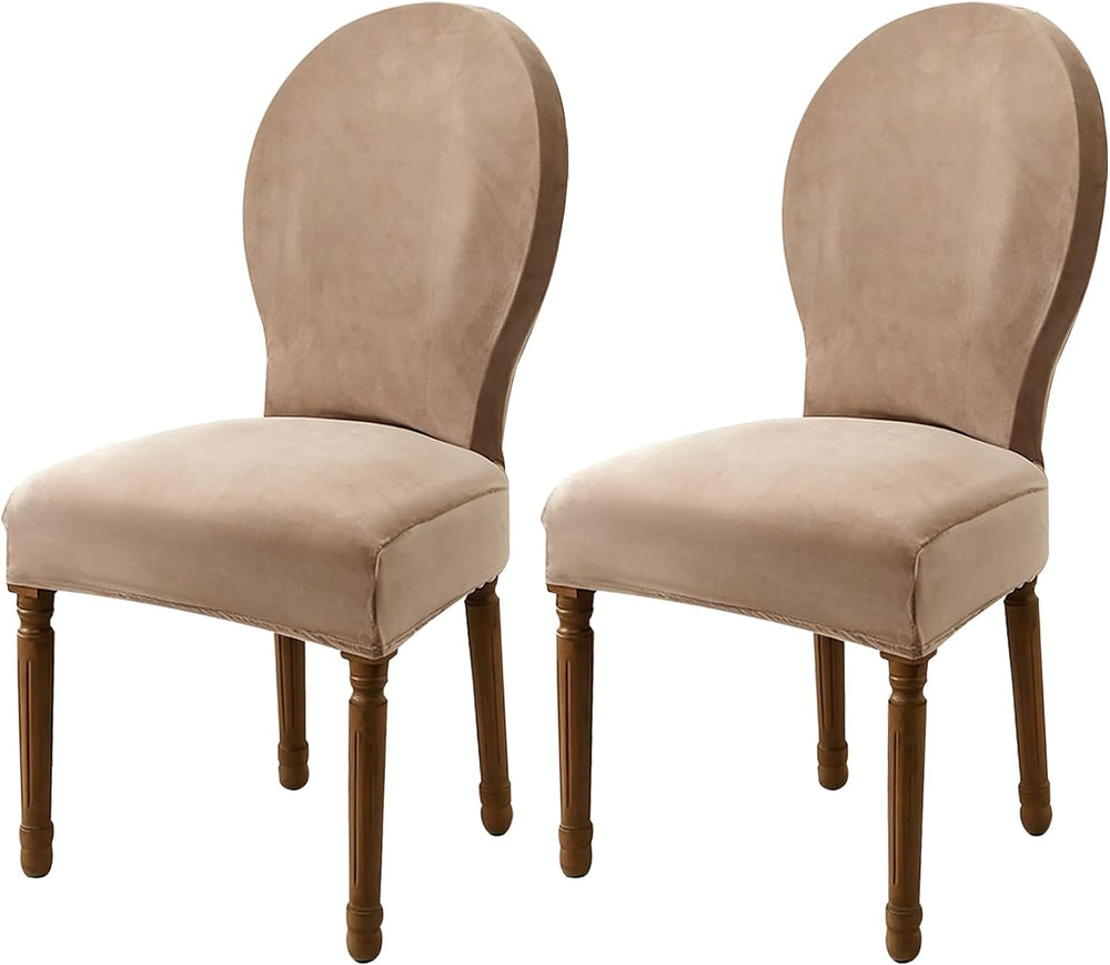 Velvet Round Back Chair Covers for Dining Chairs, Stretch Oval Chair Slipcove...