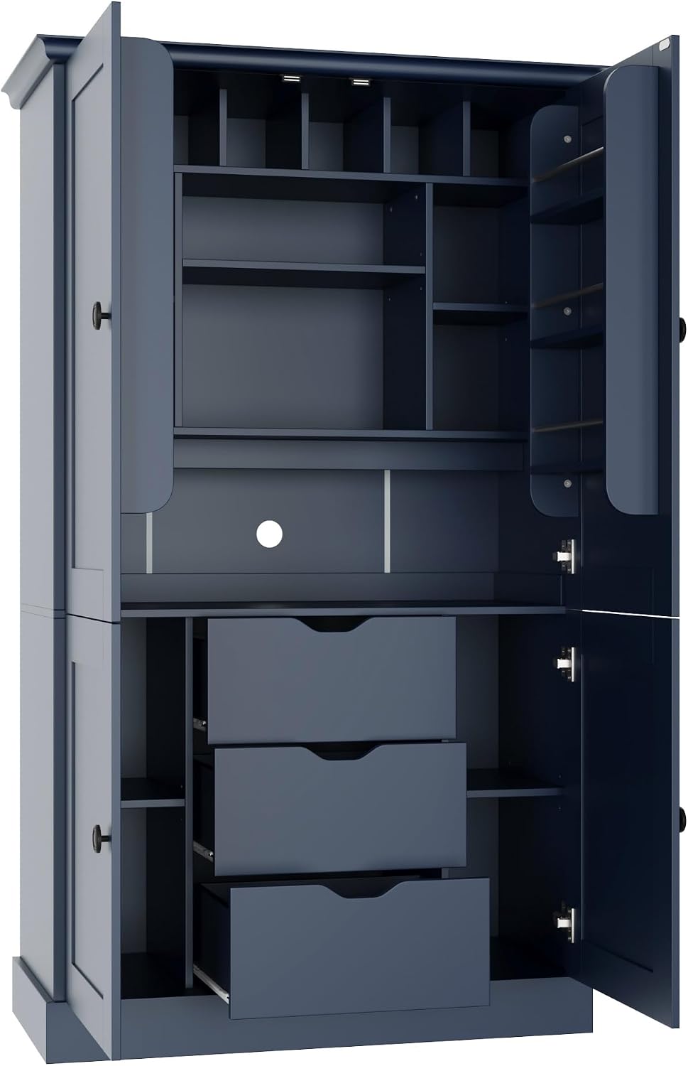 71" H Large Kitchen Pantry with 4 Doors, Freestanding Buffet with 3 Draw...