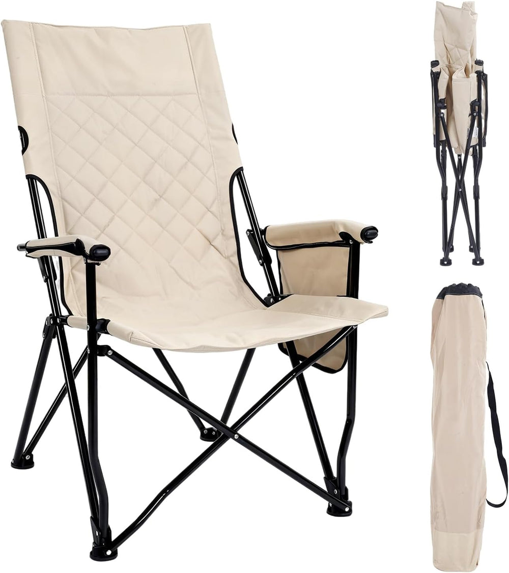 Folding Camping Chair, High Back Padded Portable Camp Chair with Storage Bag,...