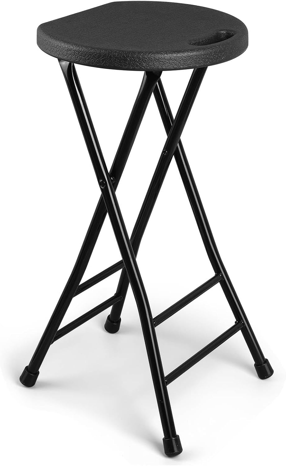 Folding Stool, Black 24 Inch Foldable Bar Stool with Handle | Folding Extra S...