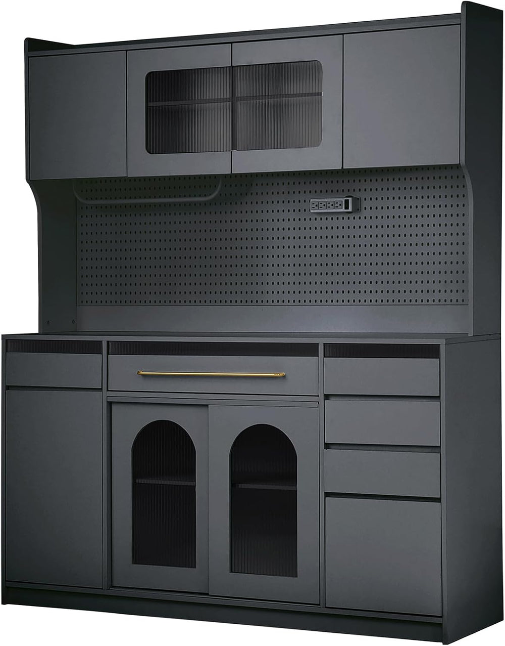 63'' W Freestanding Buffet Kitchen Pantry Cupboard with Hutch, Large ...