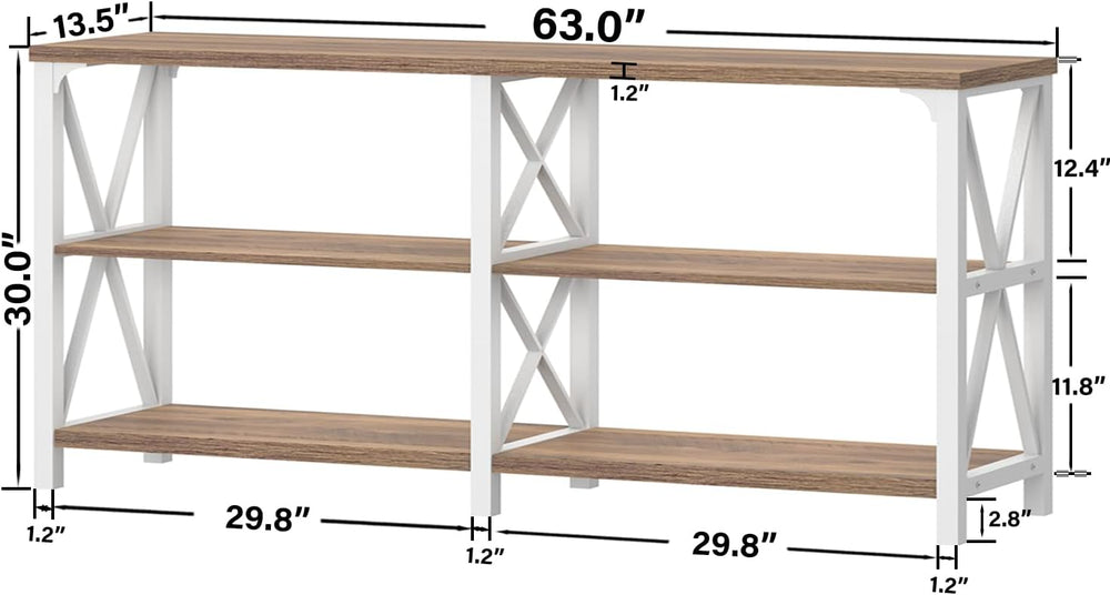 IBF Industrial Console Tables for Entryway, White and Rustic Oak, 63 in | Far...